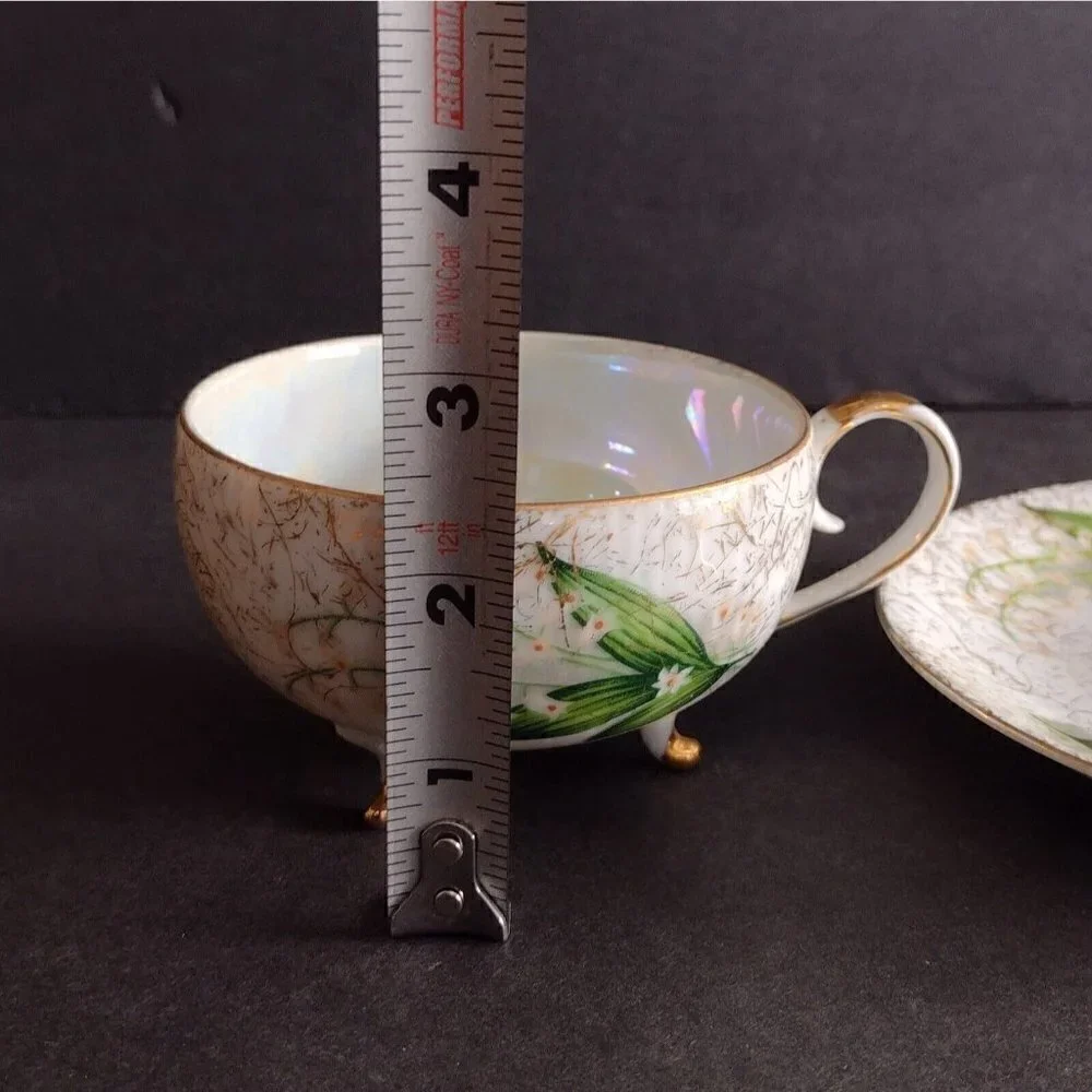 Vintage Relco Japan Porcelain Lily Of The Valley Floral Teacup & Saucer White - Picture 11 of 12